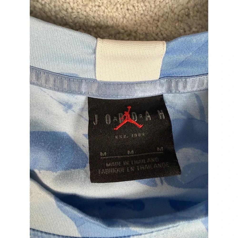 Nike Air Jordan UNC North Carolina Tar Heels Blue L/S Abstract Shirt Mens Medium